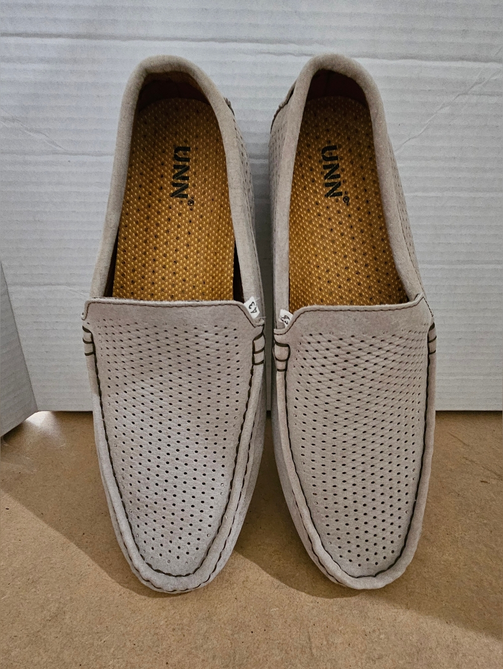 UNN Mens Loafers Casual Boat Shoes Slip On Driving Moccasins, Tan Size 10 (Bin16